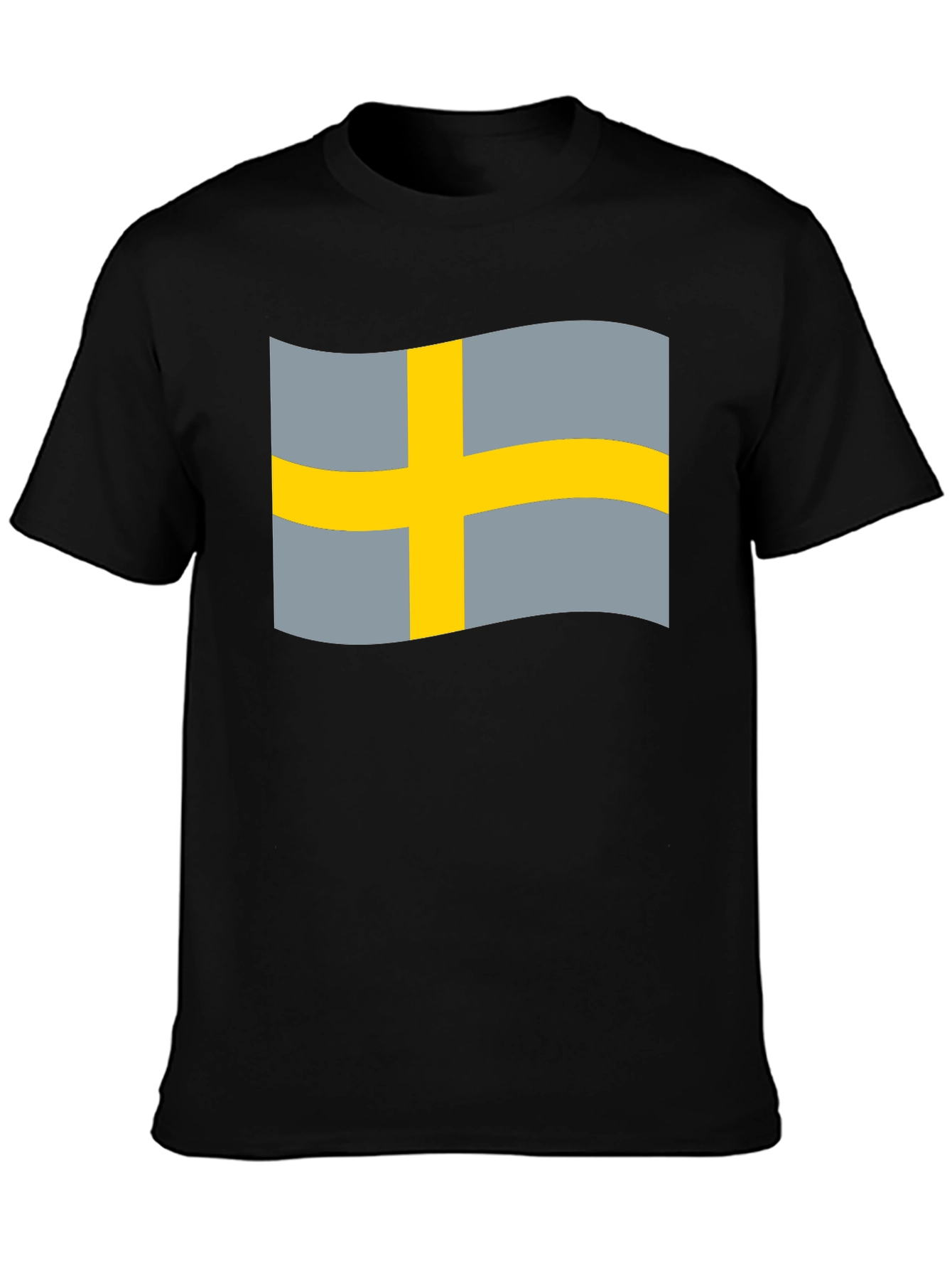 Sweden Flag Graphic Tee - Black Cotton Blend