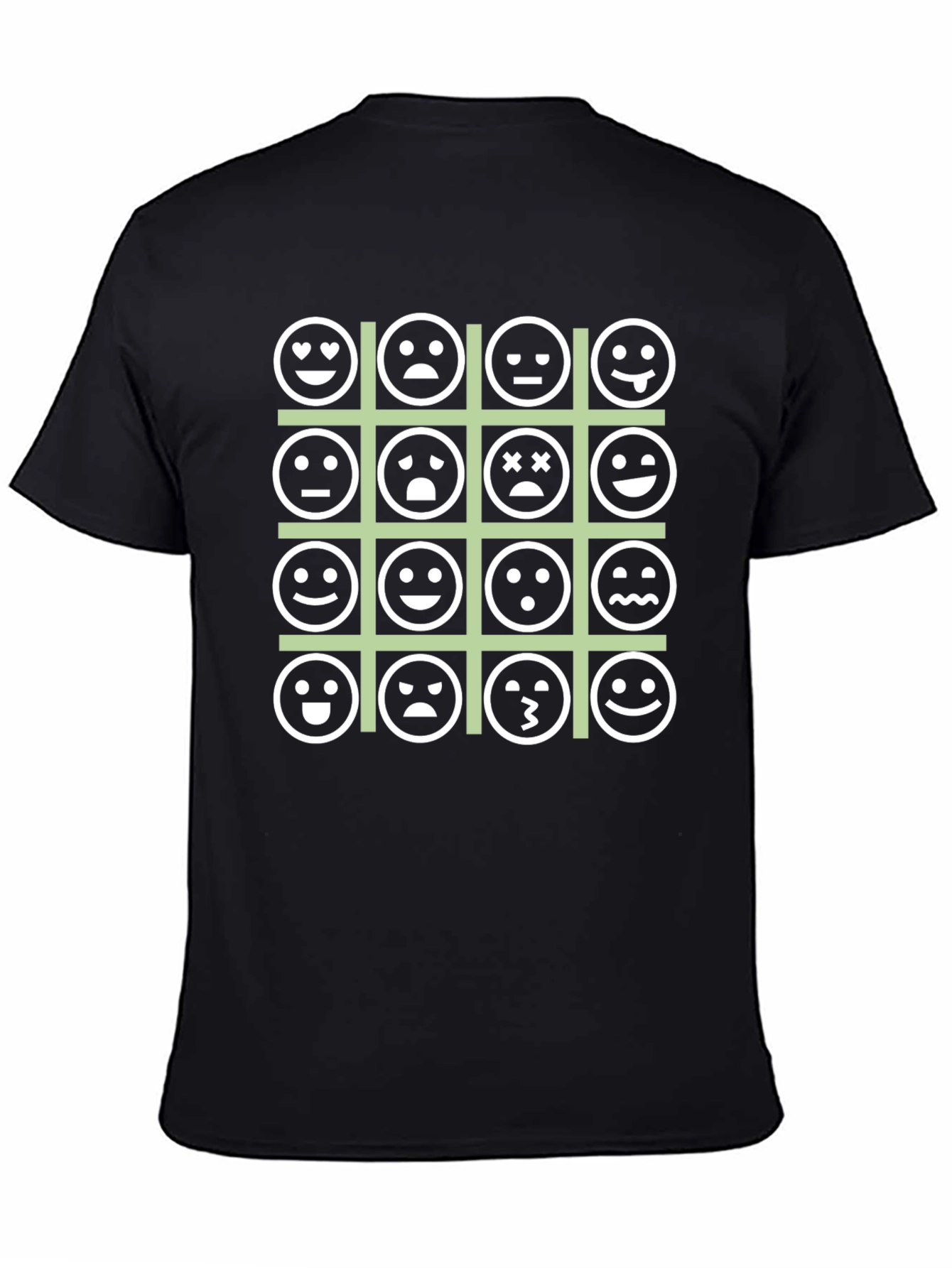 Emoji Expression Grid Black T-Shirt