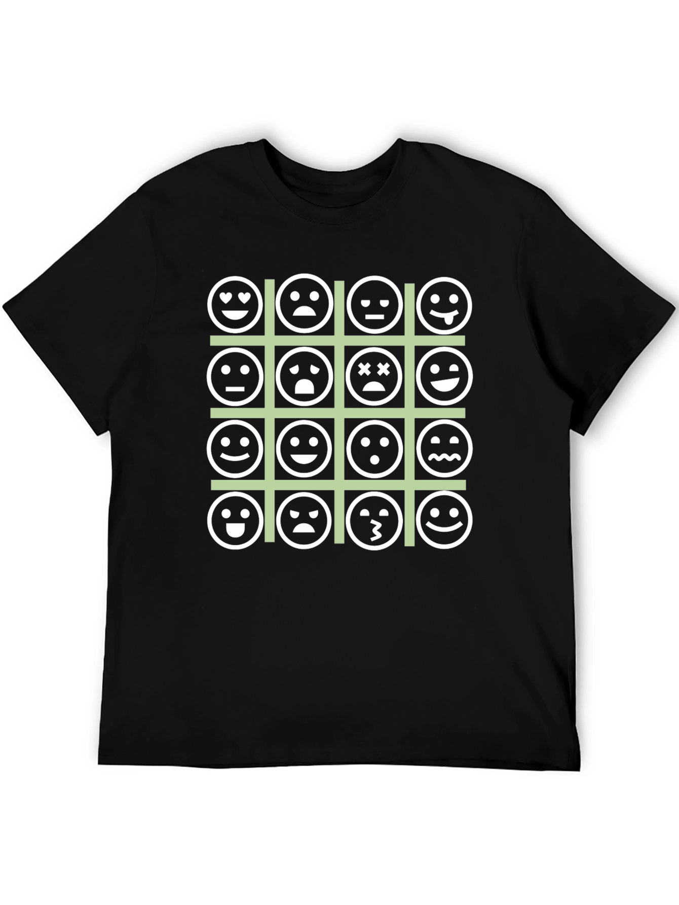 Emoji Expression Grid Black T-Shirt
