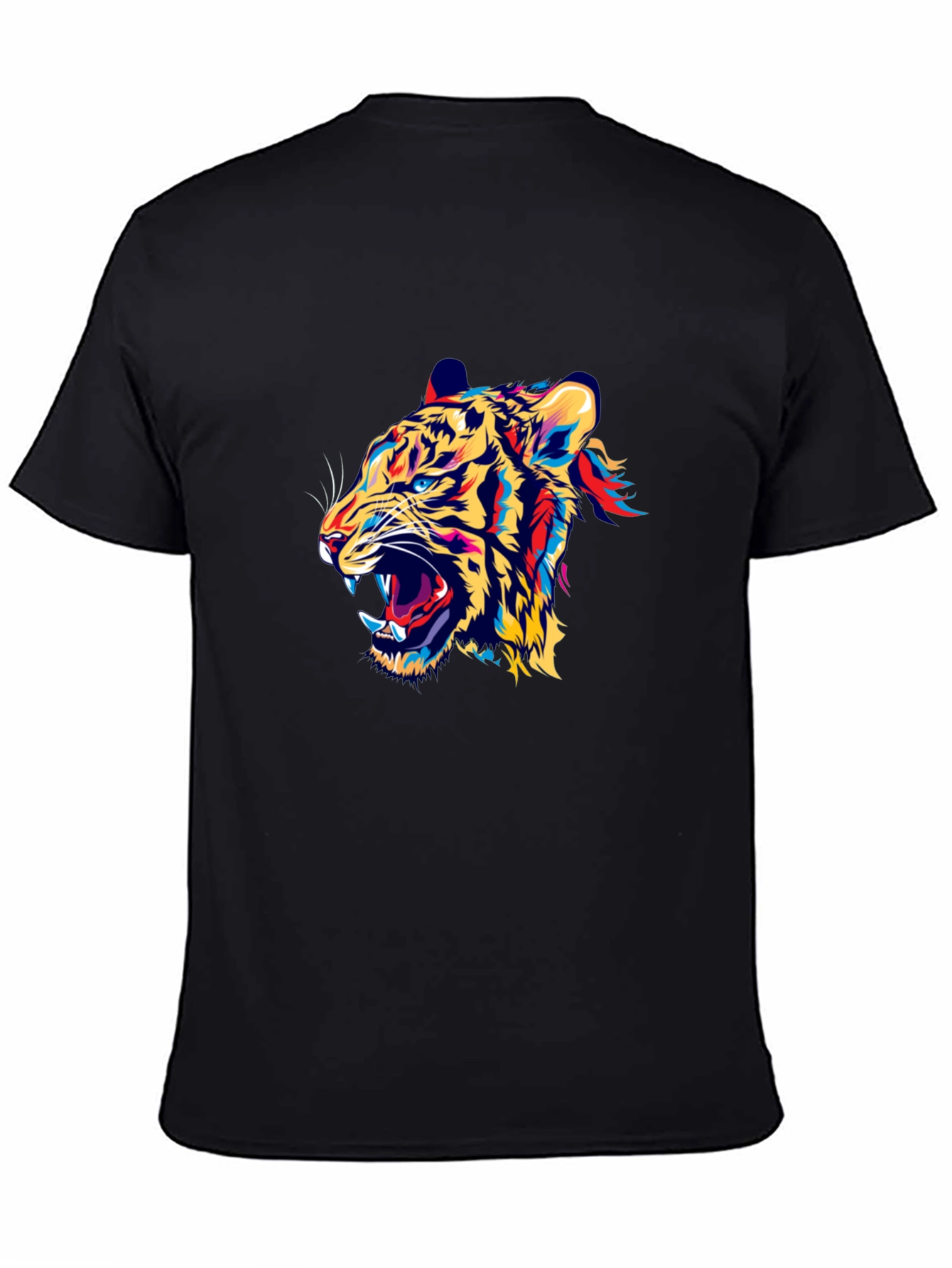 Bold Tiger Graphic Print Black Crew Neck T-Shirt