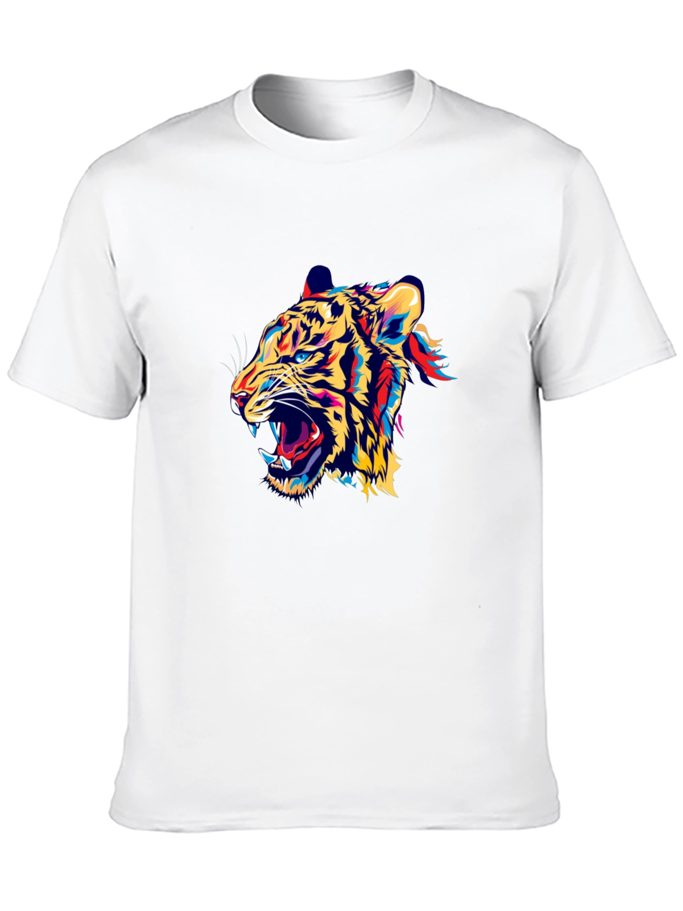 Bold Tiger Graphic Print Black Crew Neck T-Shirt