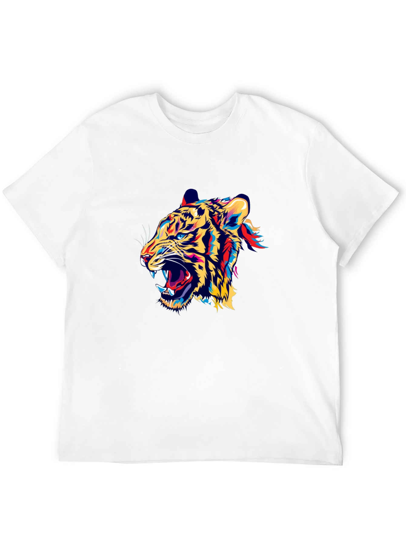 Bold Tiger Graphic Print Black Crew Neck T-Shirt