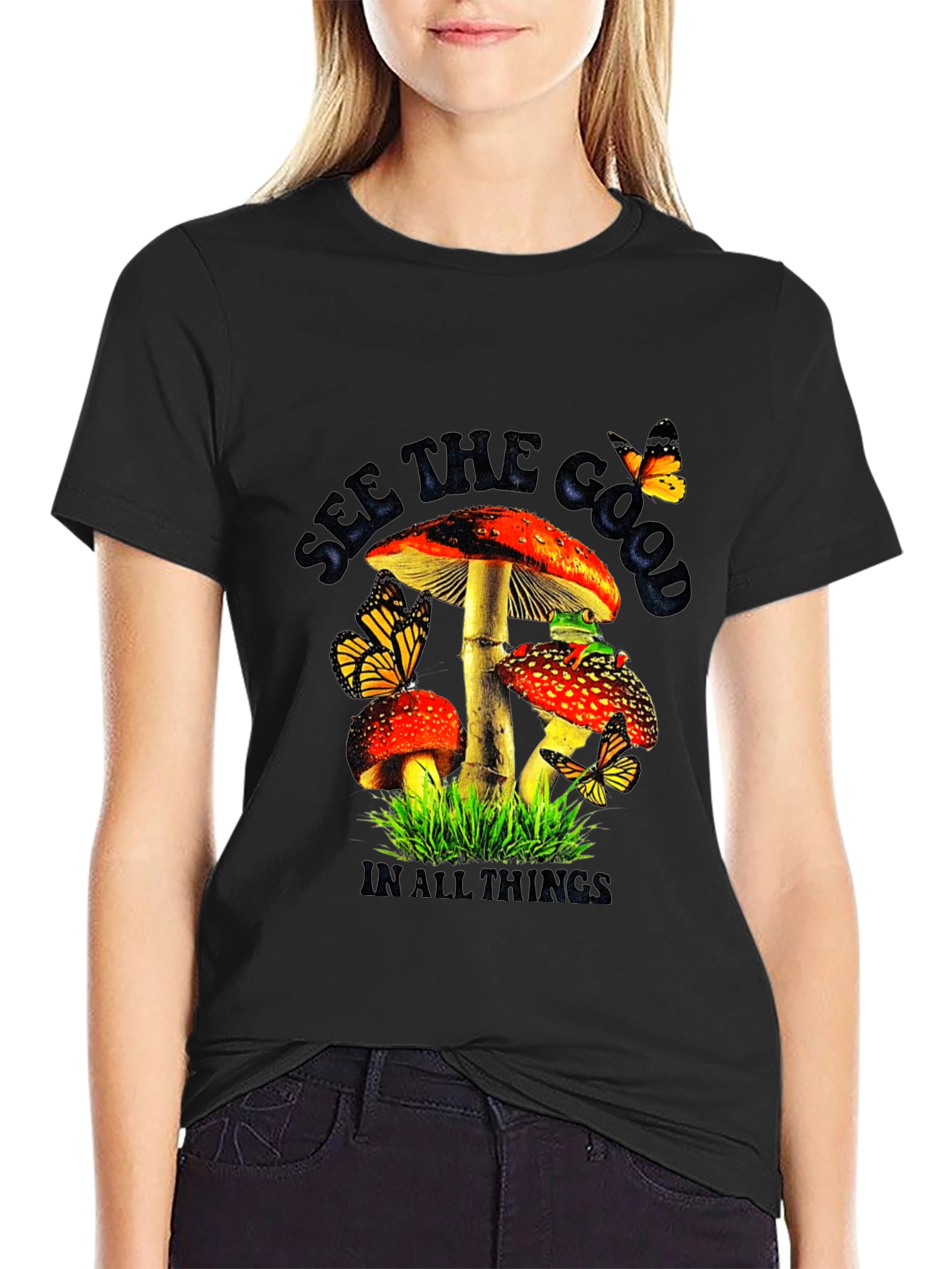 Mushroom & Butterfly Graphic Tee