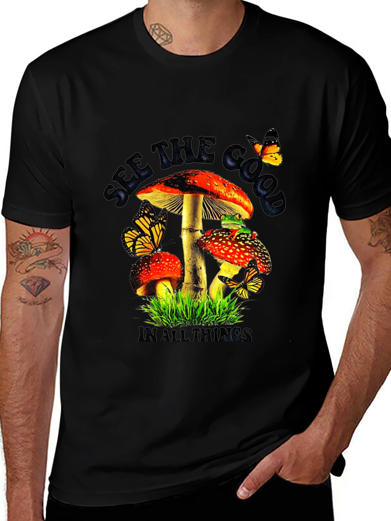 Mushroom & Butterfly Graphic Tee
