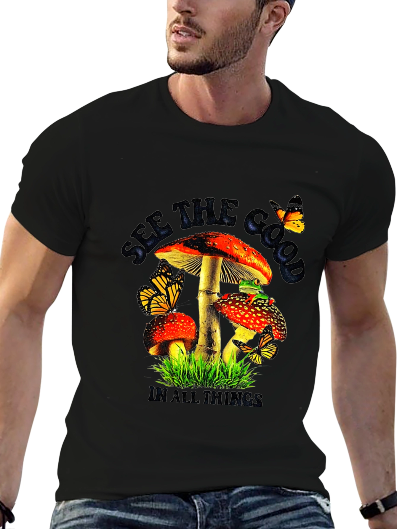 Mushroom & Butterfly Graphic Tee