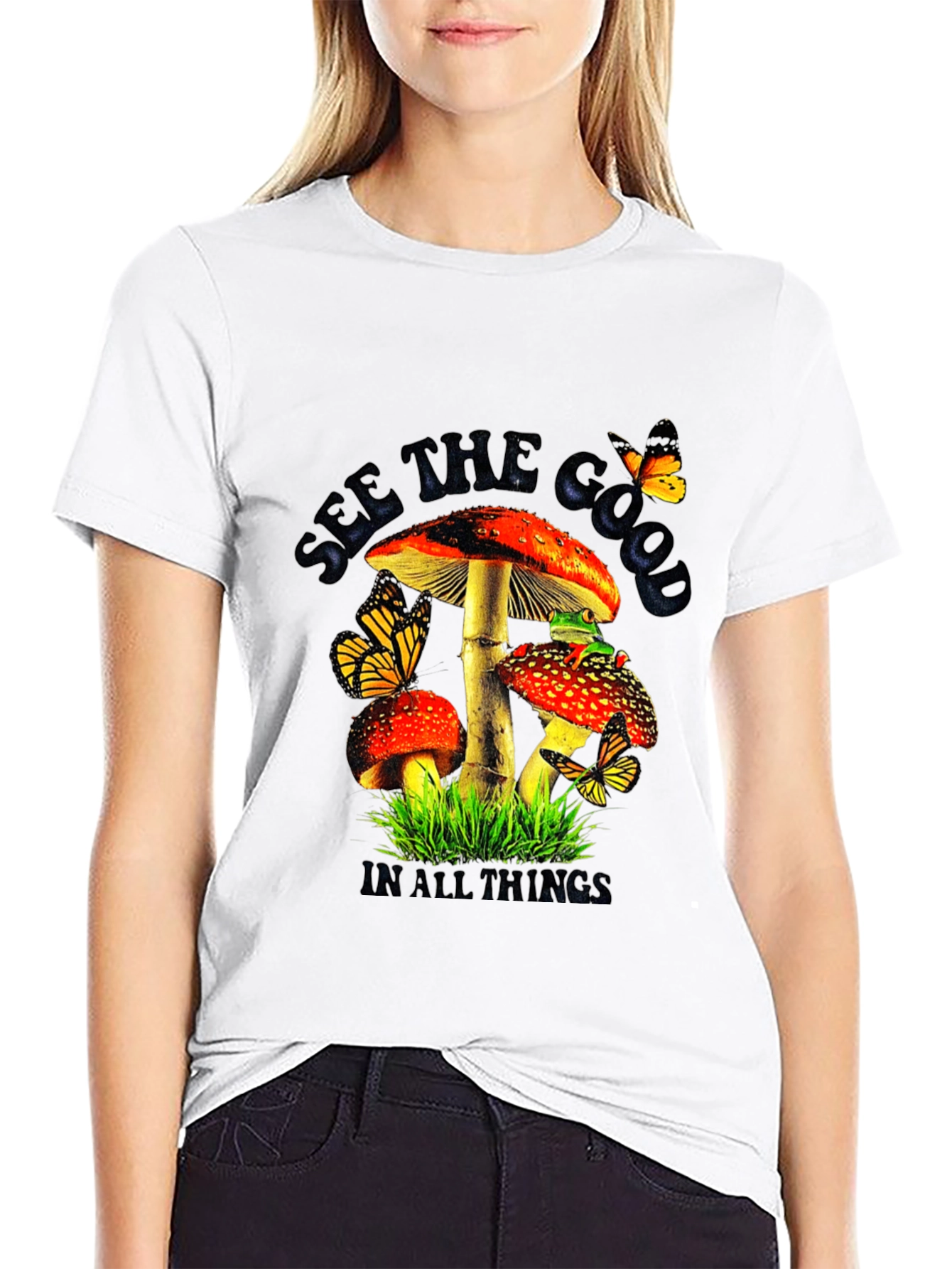 Mushroom & Butterfly Graphic Tee