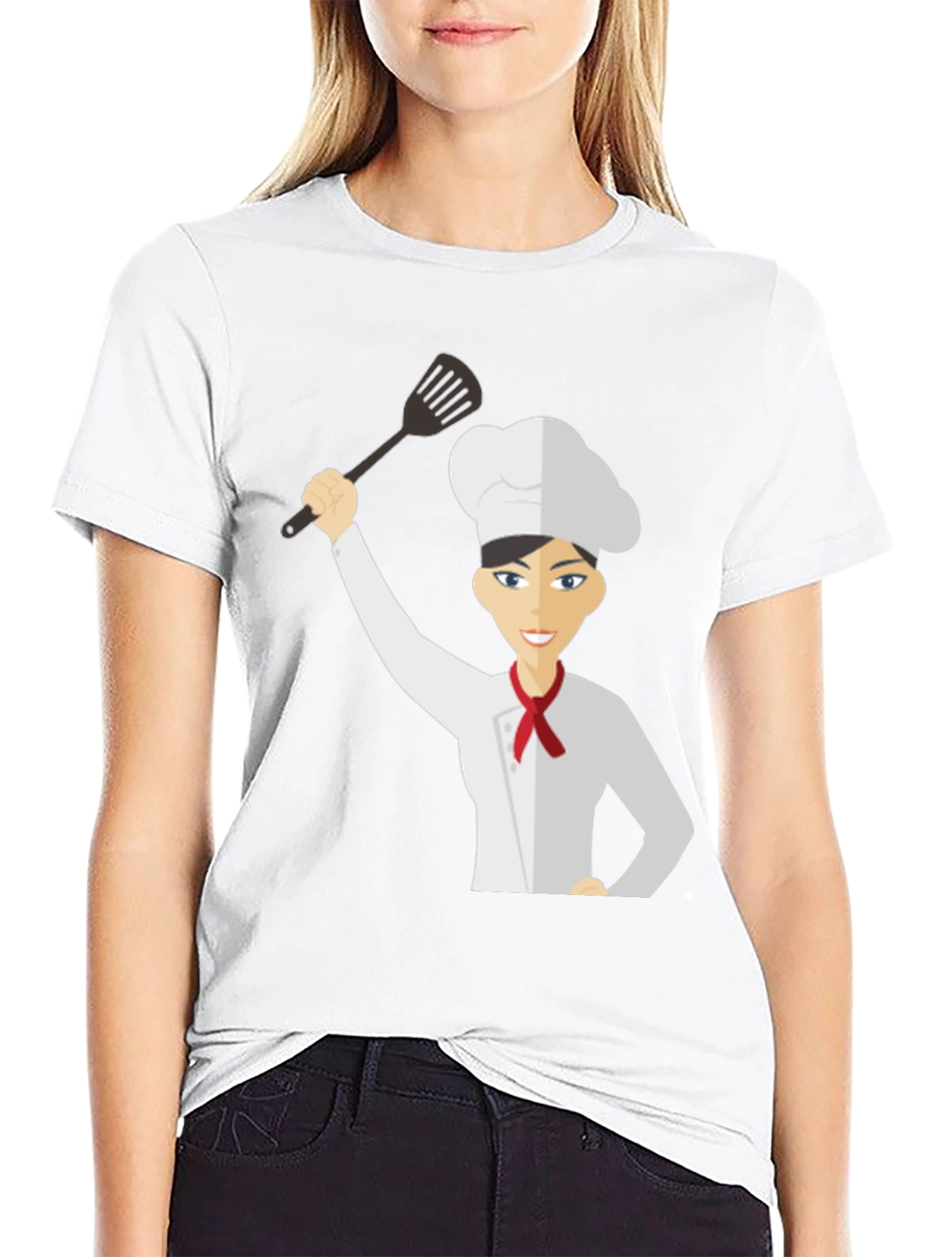 Chef Woman T-Shirt Funny Cartoon