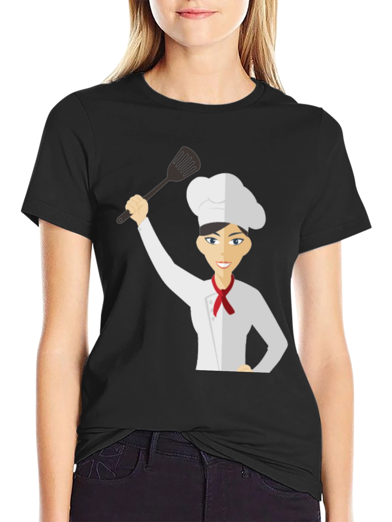 Chef Woman T-Shirt Funny Cartoon