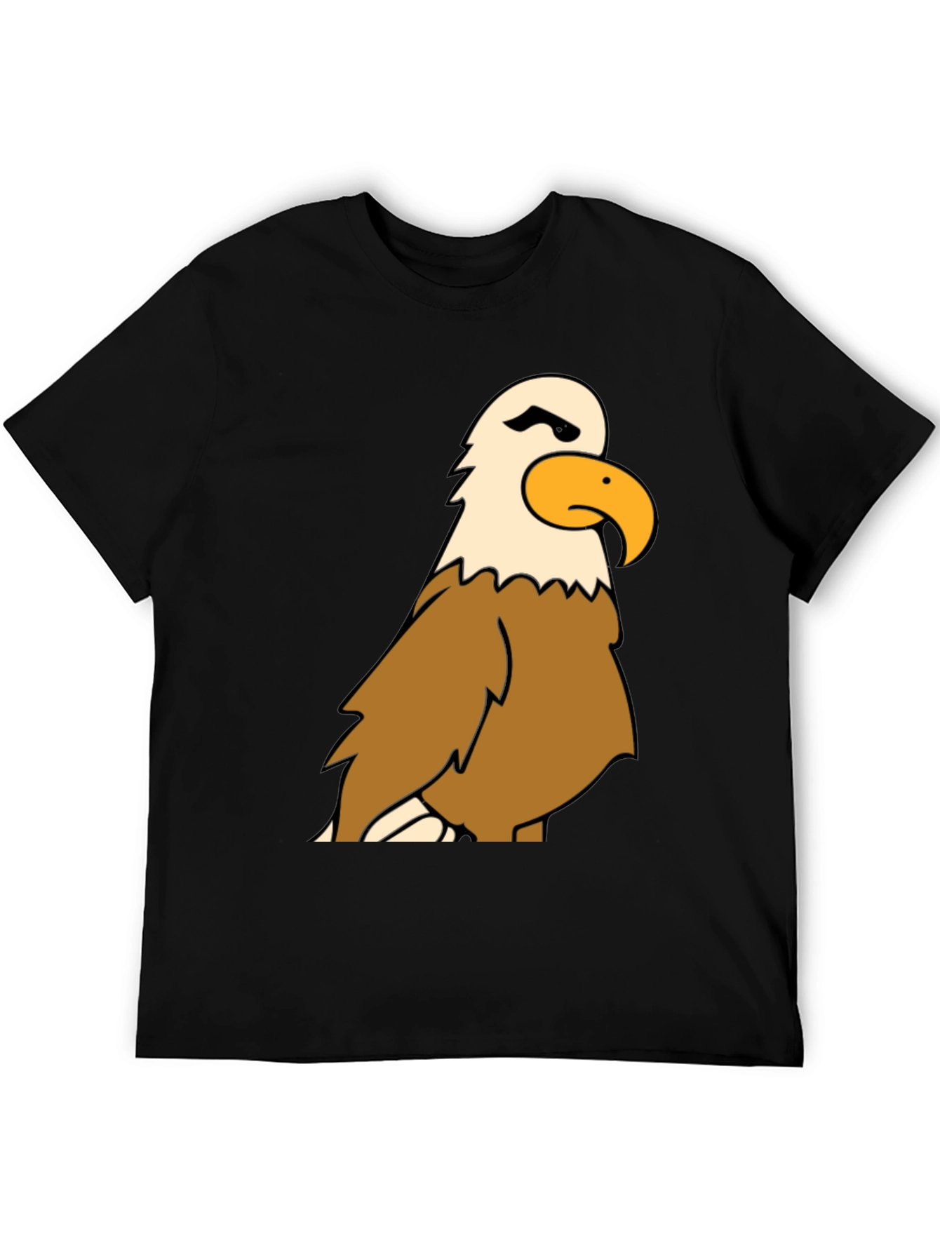 Bald Eagle Cartoon Graphic Black T-Shirt