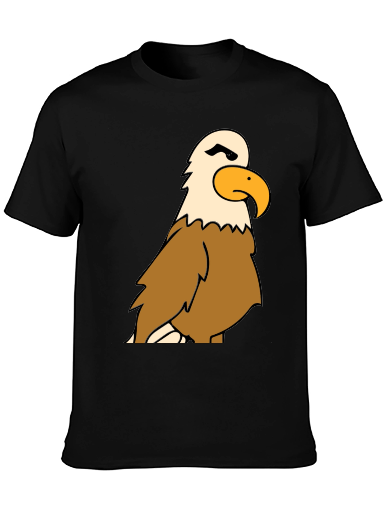 Bald Eagle Cartoon Graphic Black T-Shirt