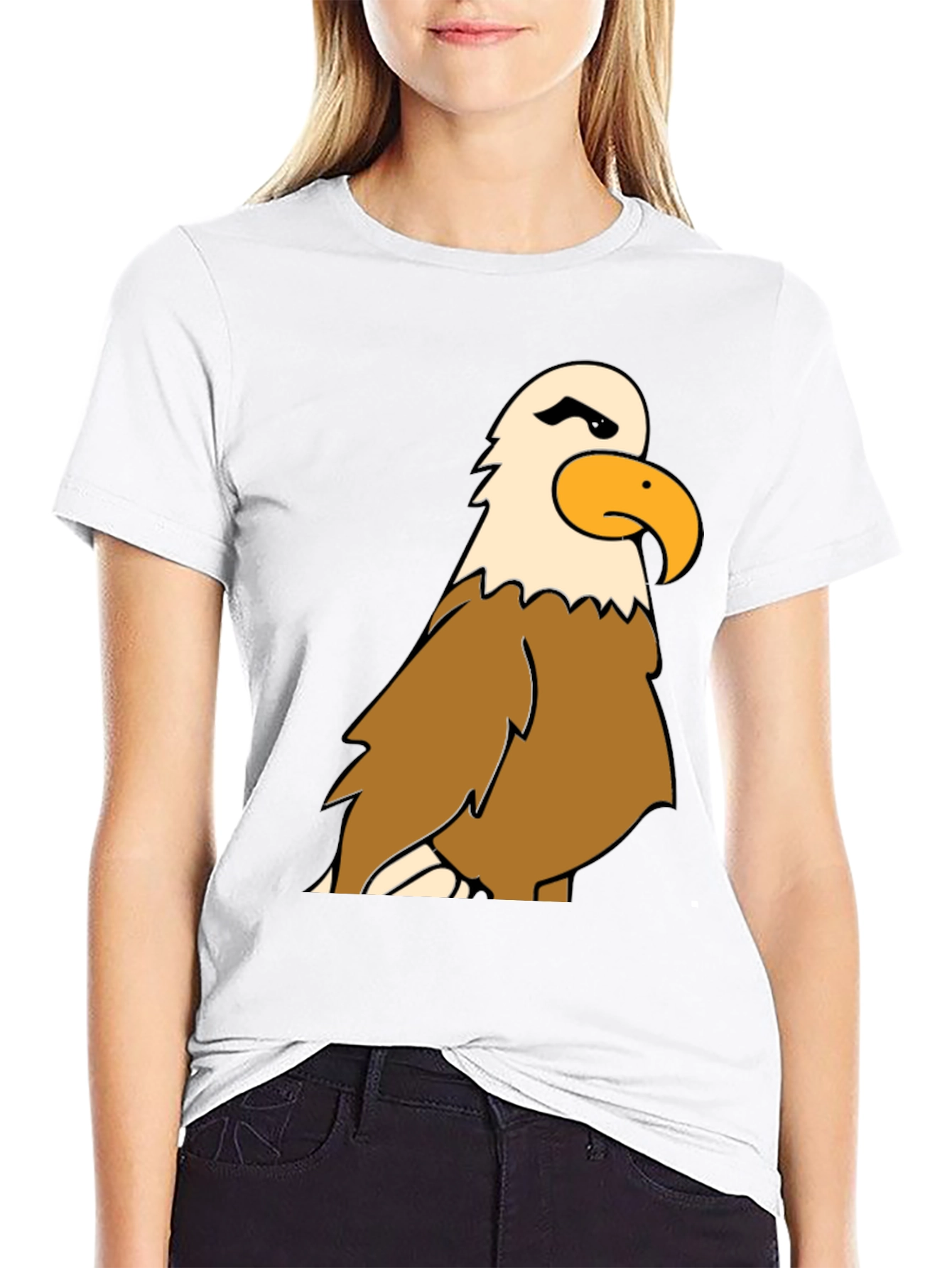 Bald Eagle Cartoon Graphic Black T-Shirt
