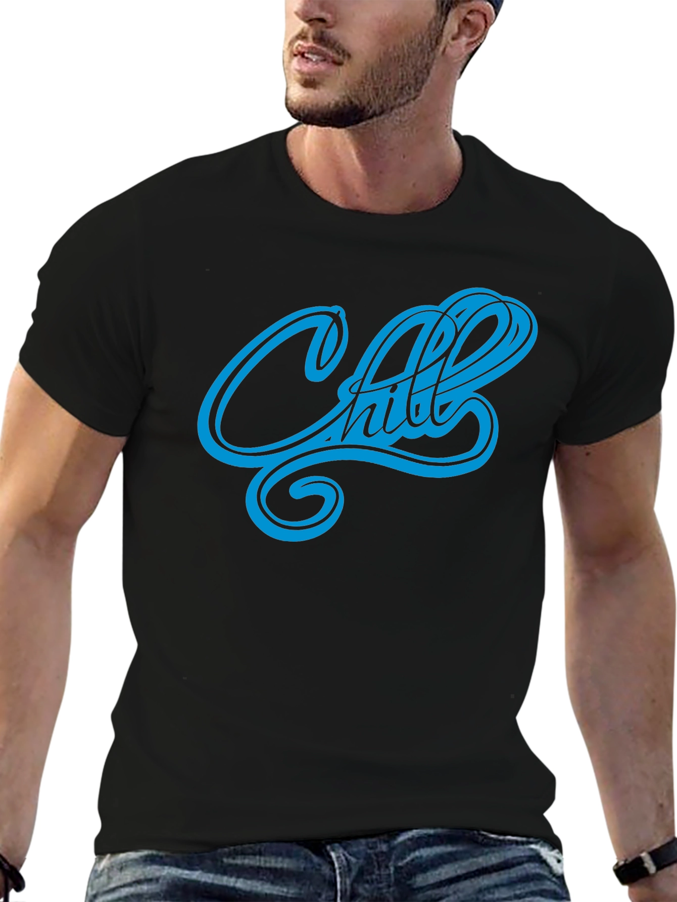 Chill Mode On: Mens Black Graphic T-Shirt