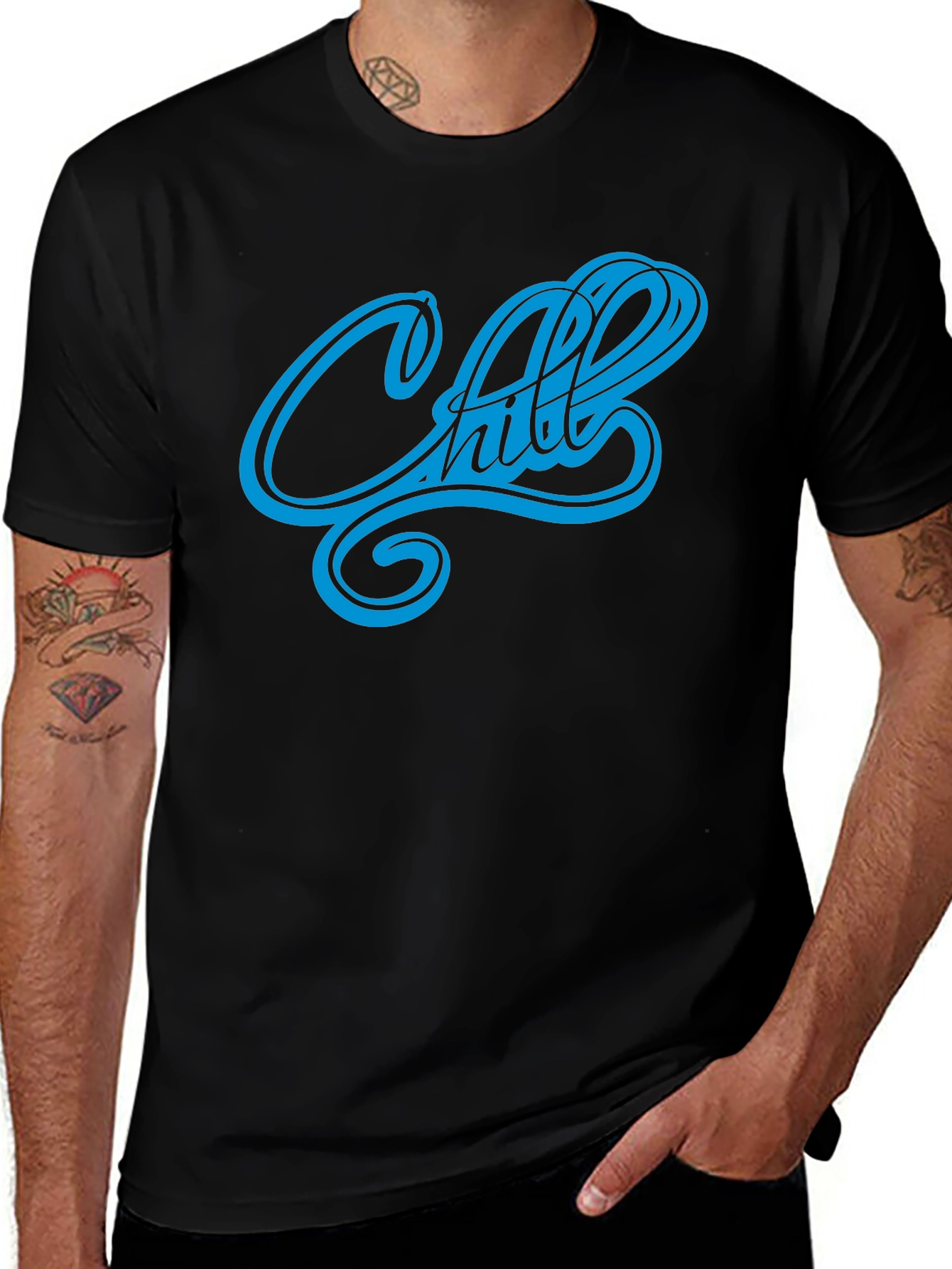 Chill Mode On: Mens Black Graphic T-Shirt