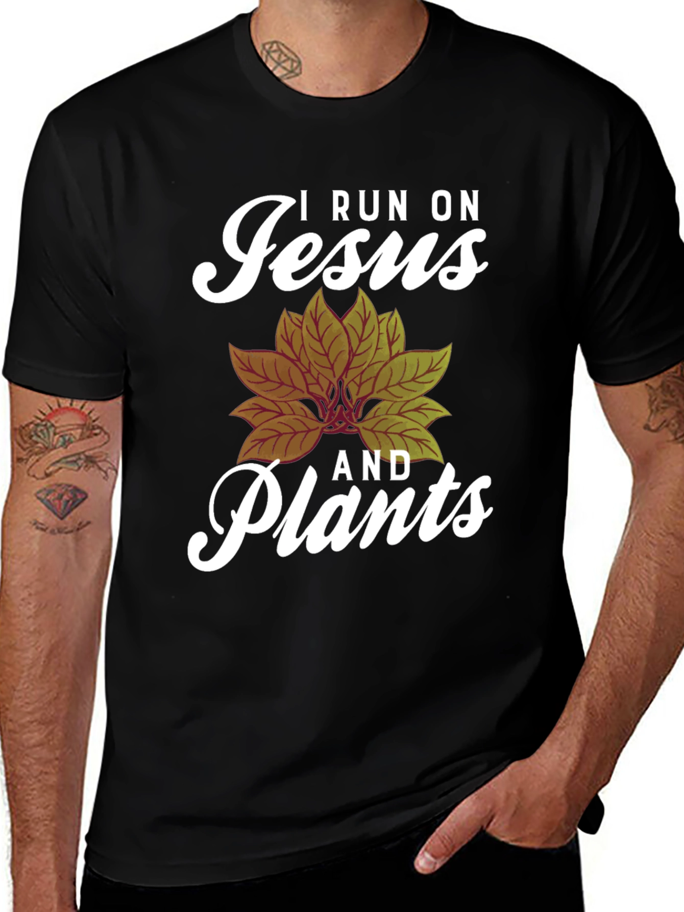 I Run On Jesus and Plants Graphic Tee