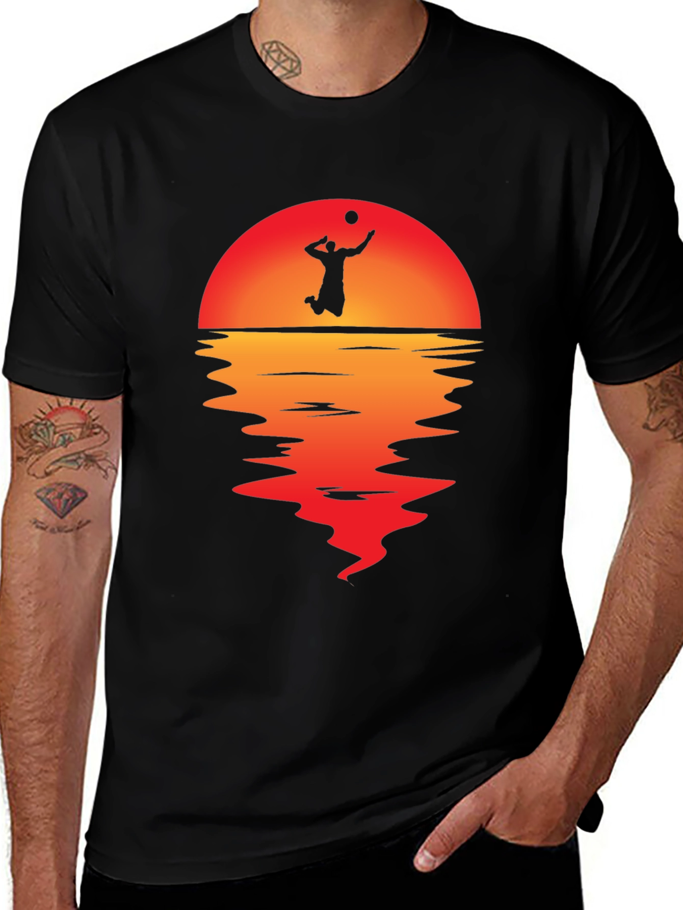 Volleyball Sunset Graphic Tee