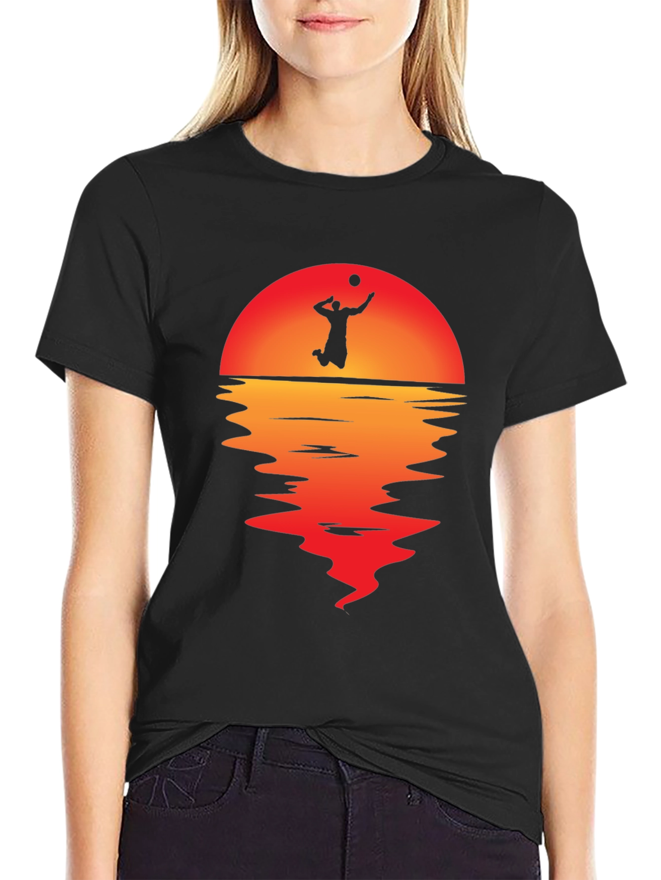 Volleyball Sunset Graphic Tee