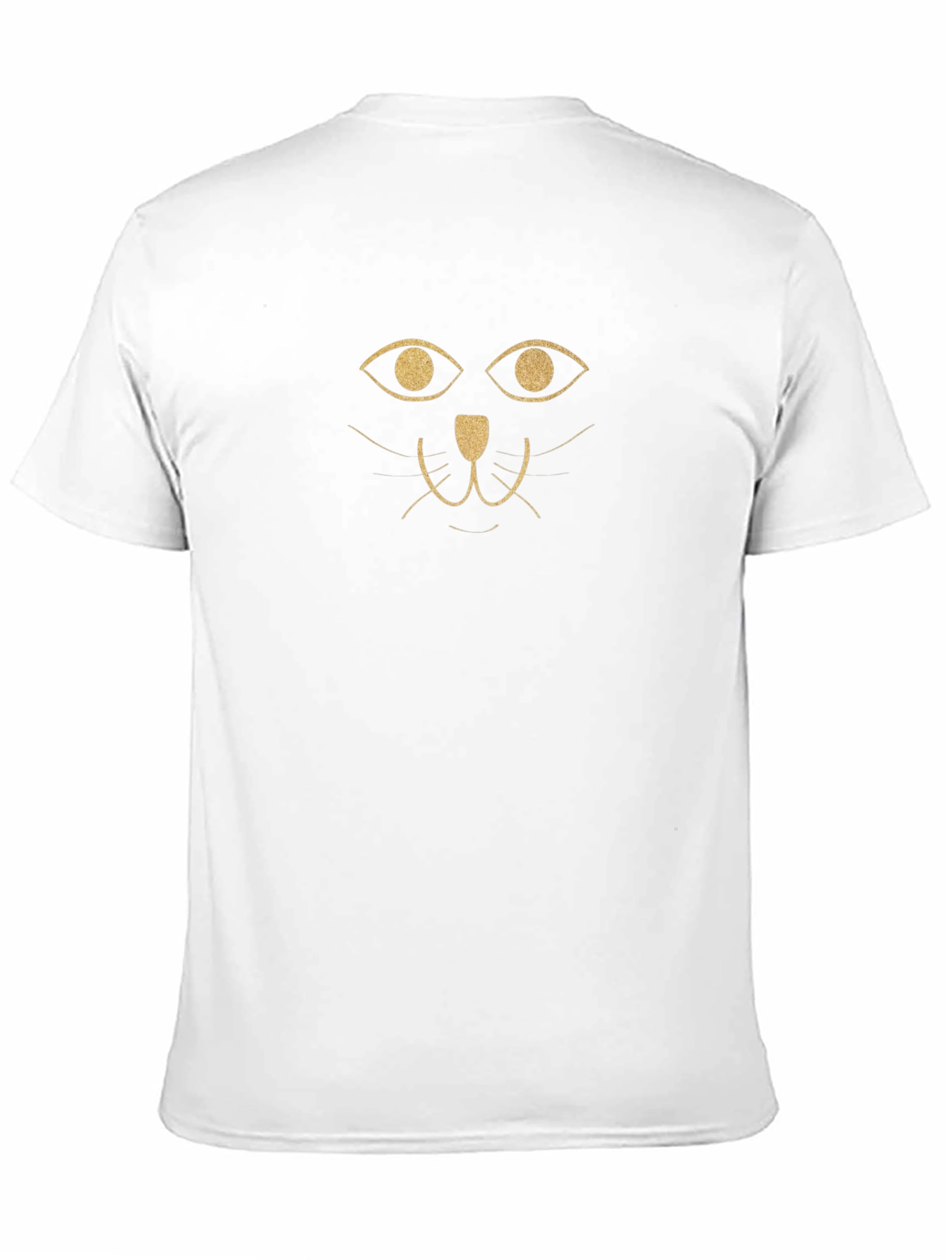 Gold Cat Face Black T-Shirt - Stylish & Unique