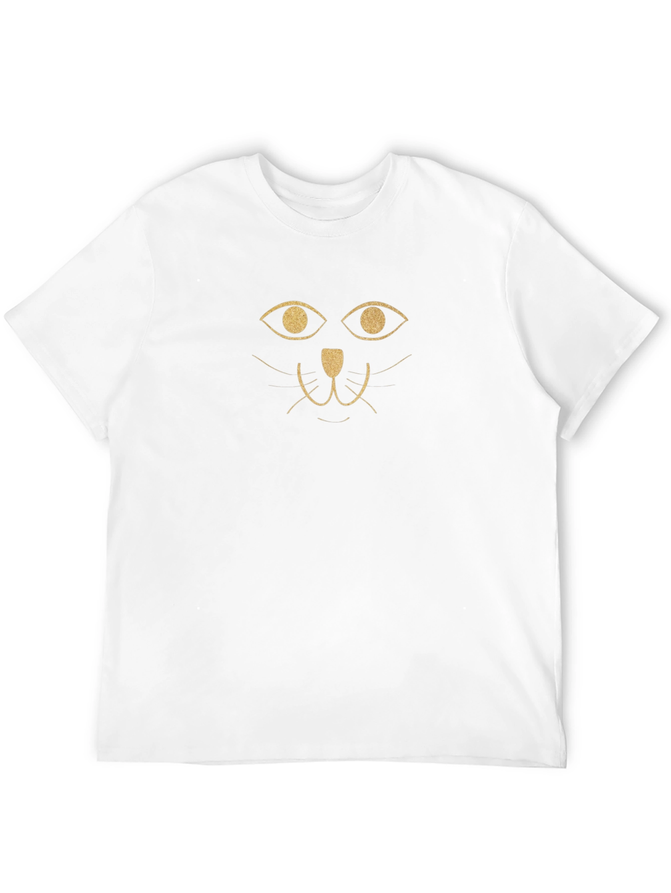 Gold Cat Face Black T-Shirt - Stylish & Unique