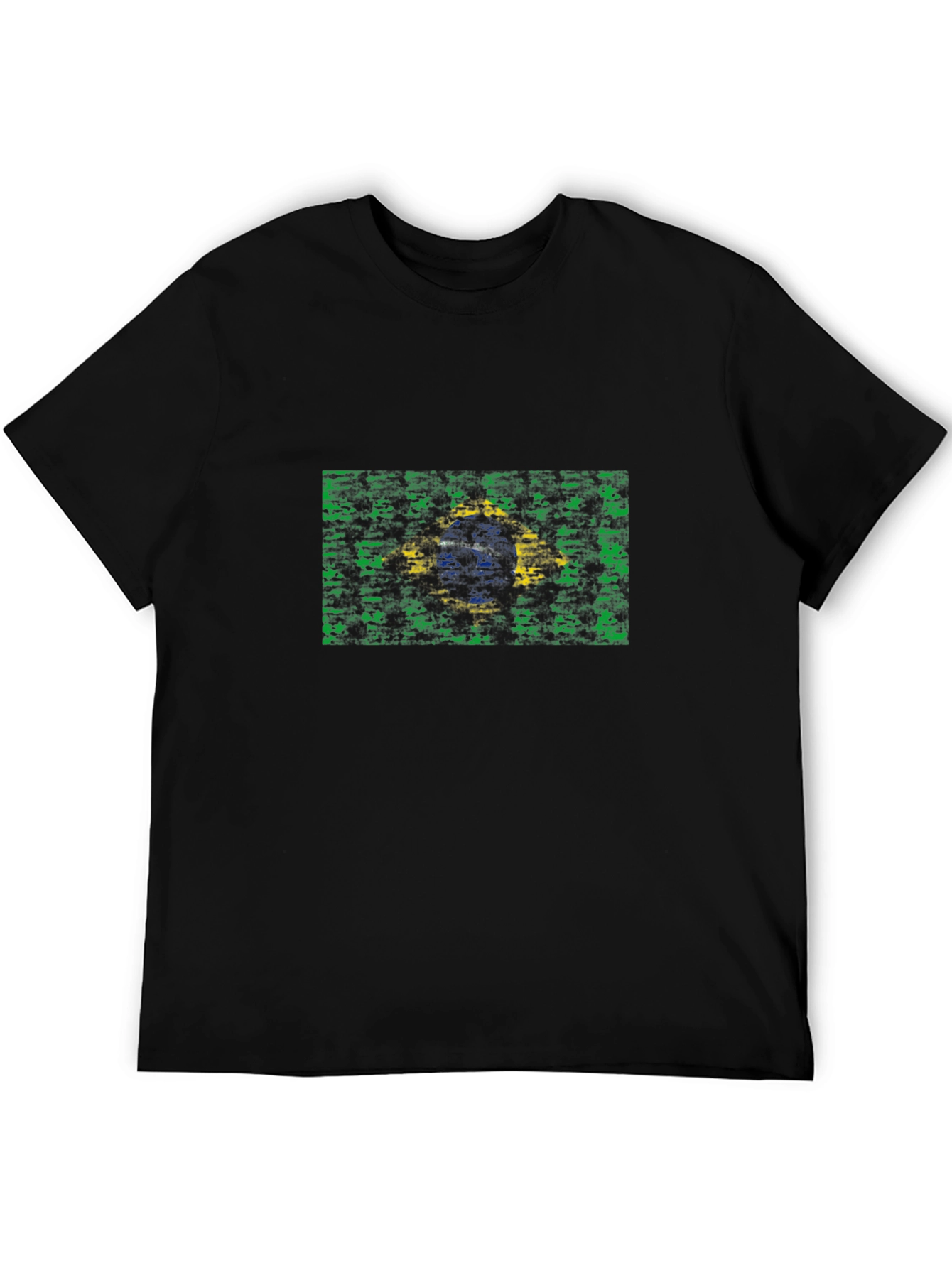 Brazil Flag Graphic Print Black T-Shirt