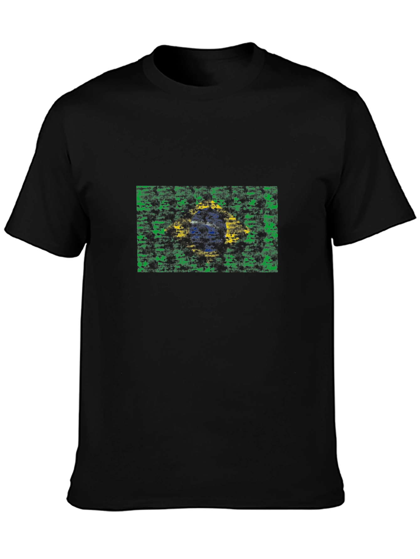 Brazil Flag Graphic Print Black T-Shirt