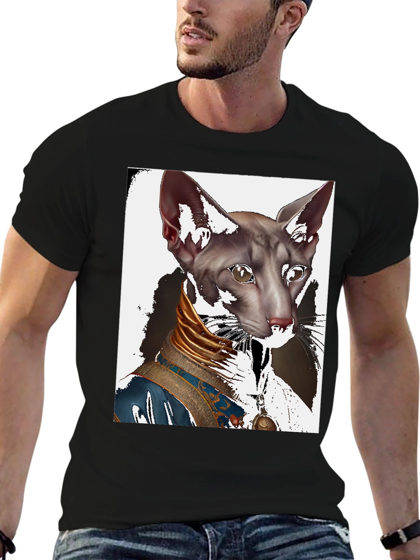 Regal Cat Graphic Tee - Unique Design