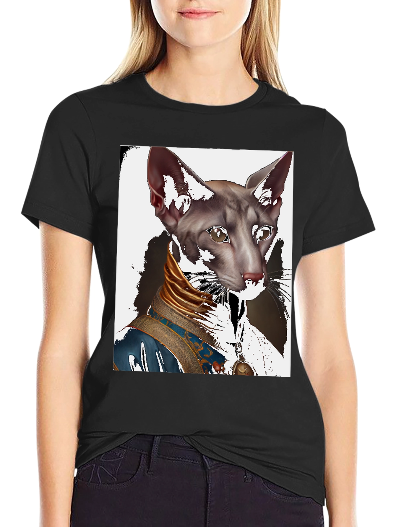 Regal Cat Graphic Tee - Unique Design