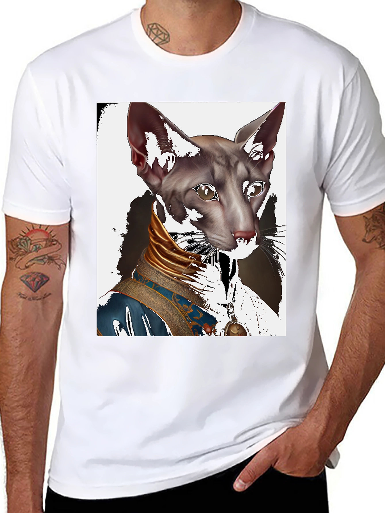 Regal Cat Graphic Tee - Unique Design