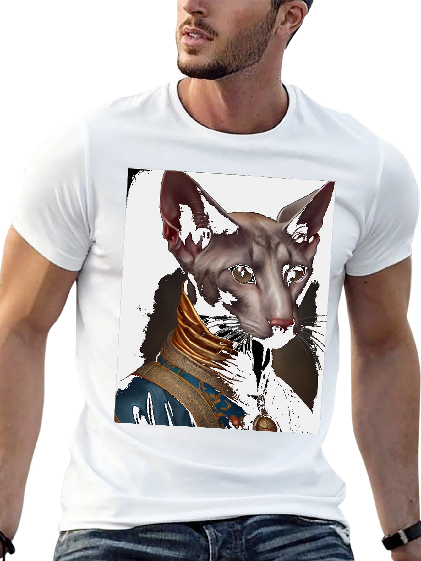 Regal Cat Graphic Tee - Unique Design