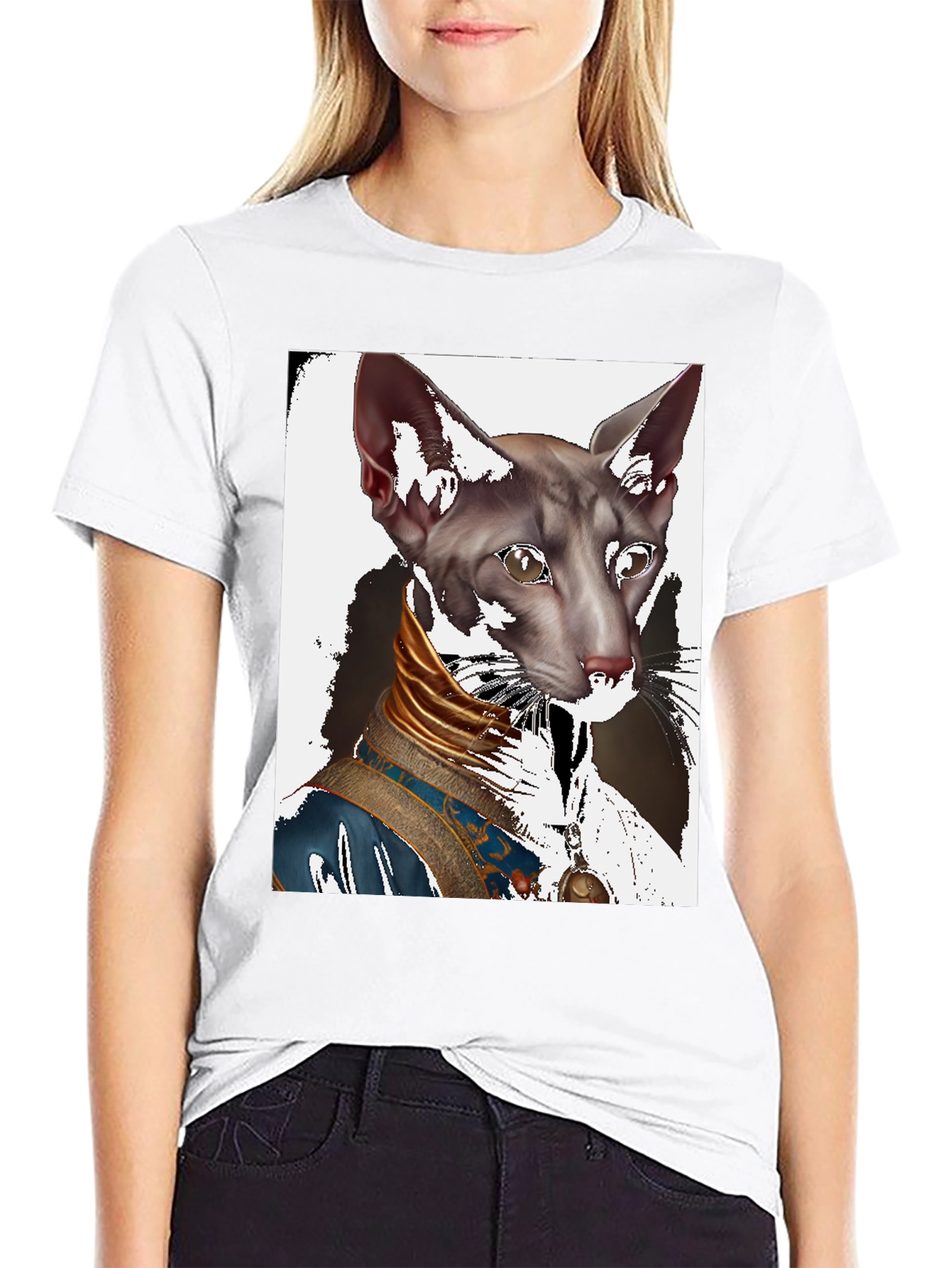 Regal Cat Graphic Tee - Unique Design