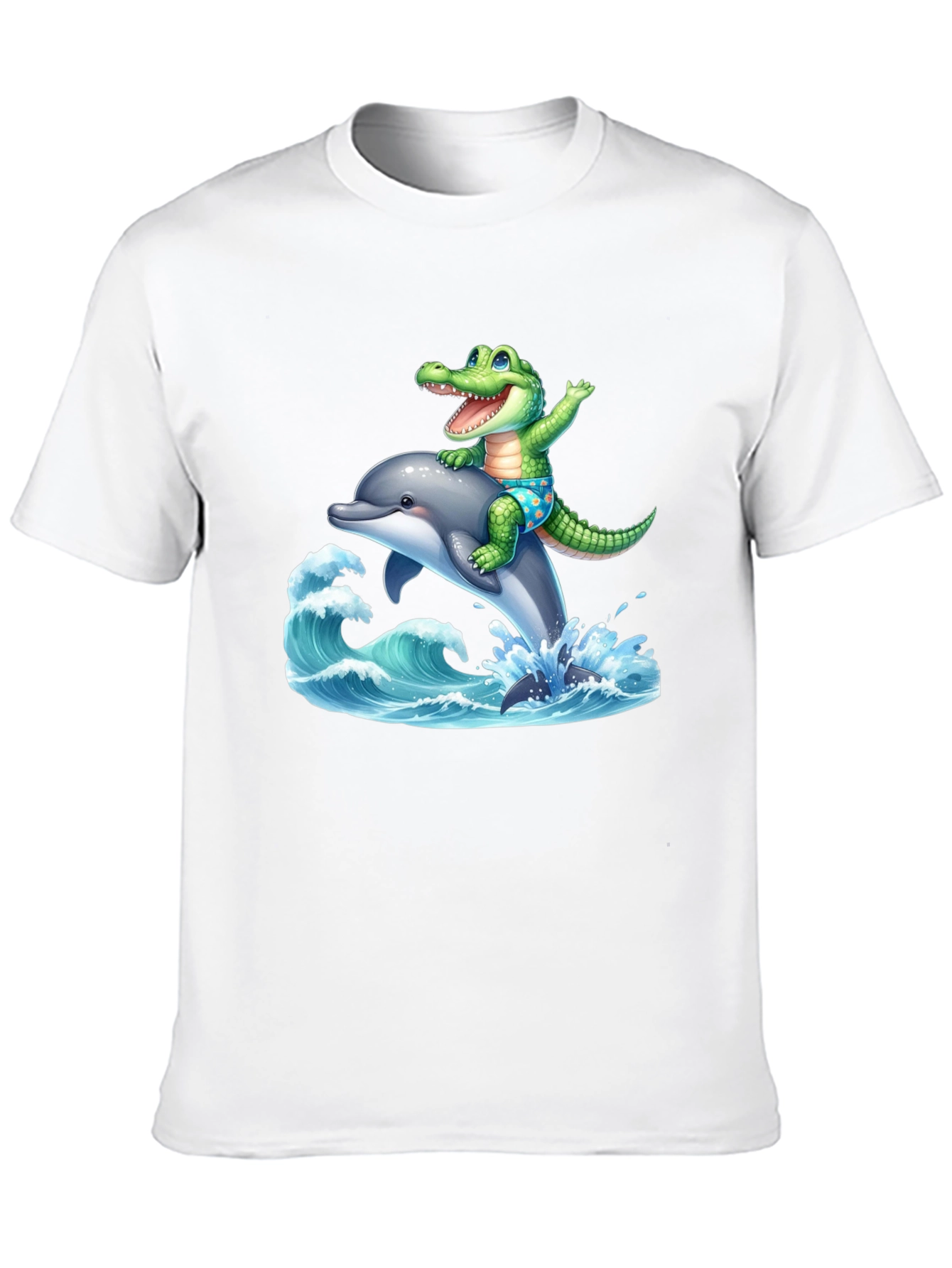 Crocodile Dolphin Ride T-Shirt - Black