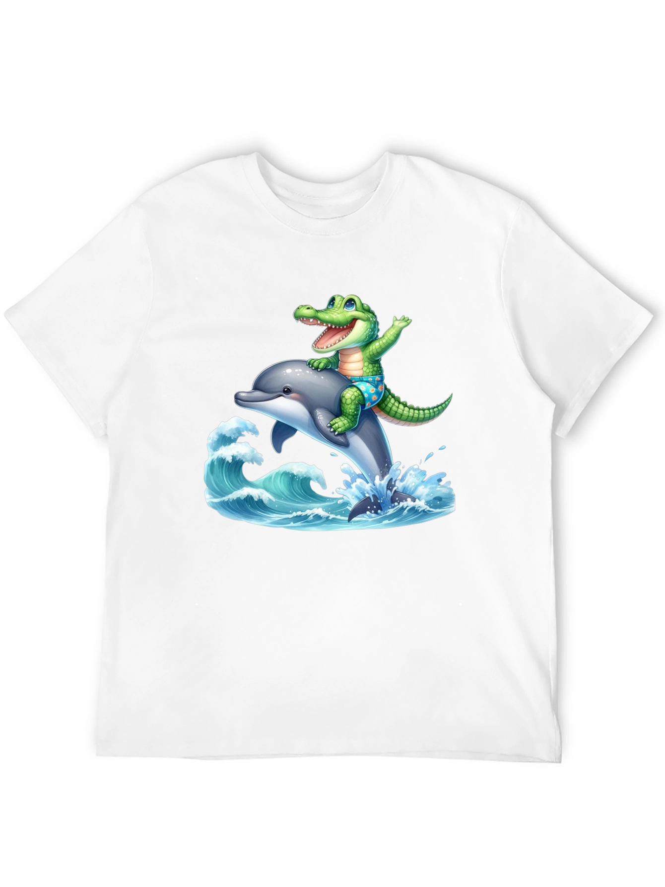 Crocodile Dolphin Ride T-Shirt - Black
