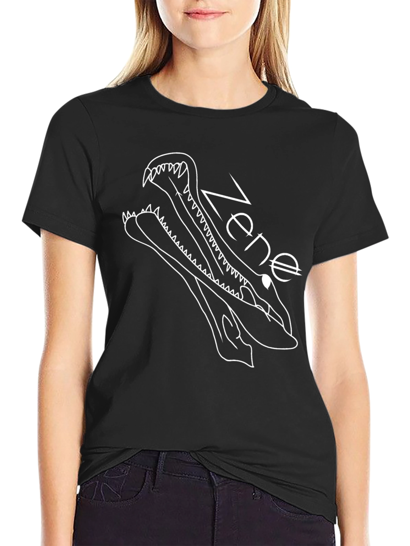 Zene Crocodile Graphic Black T-Shirt