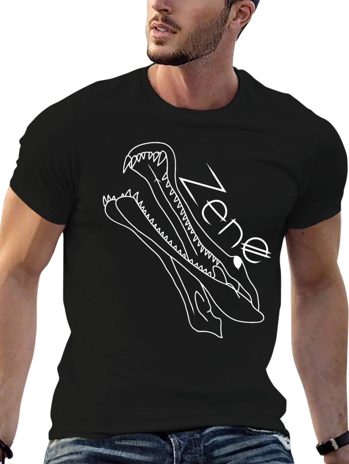 Zene Crocodile Graphic Black T-Shirt