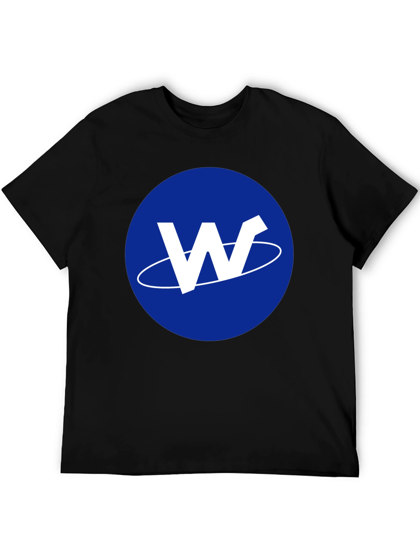 Mens Black T-Shirt with Blue W Logo Design