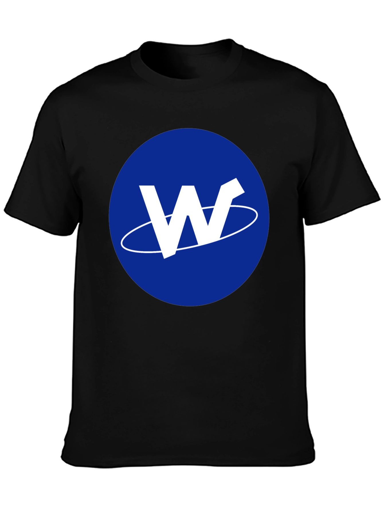 Mens Black T-Shirt with Blue W Logo Design