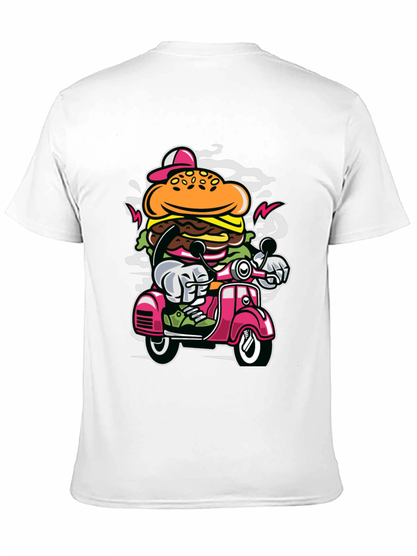 Burger on Scooter Graphic Tee - Quirky Streetwear
