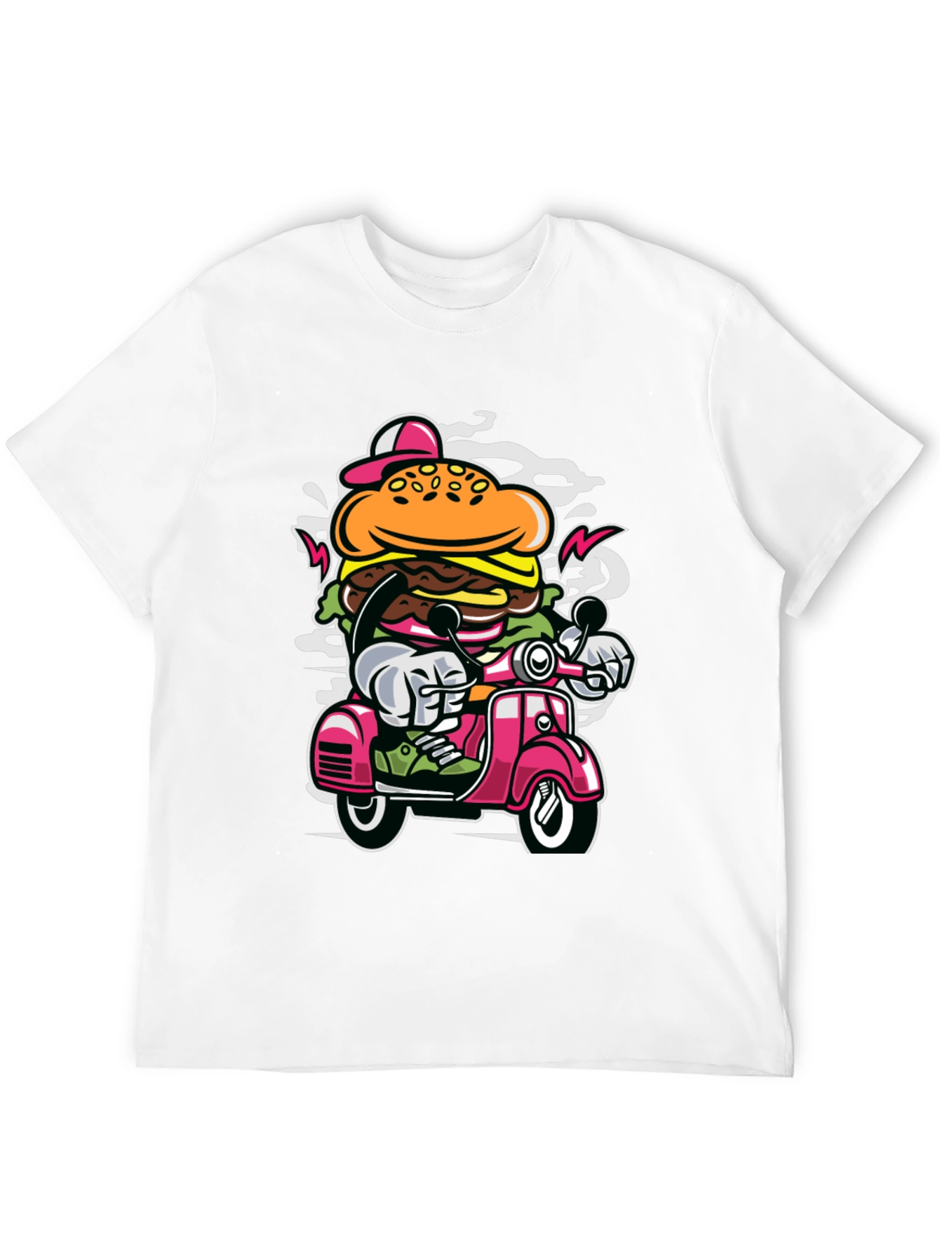 Burger on Scooter Graphic Tee - Quirky Streetwear