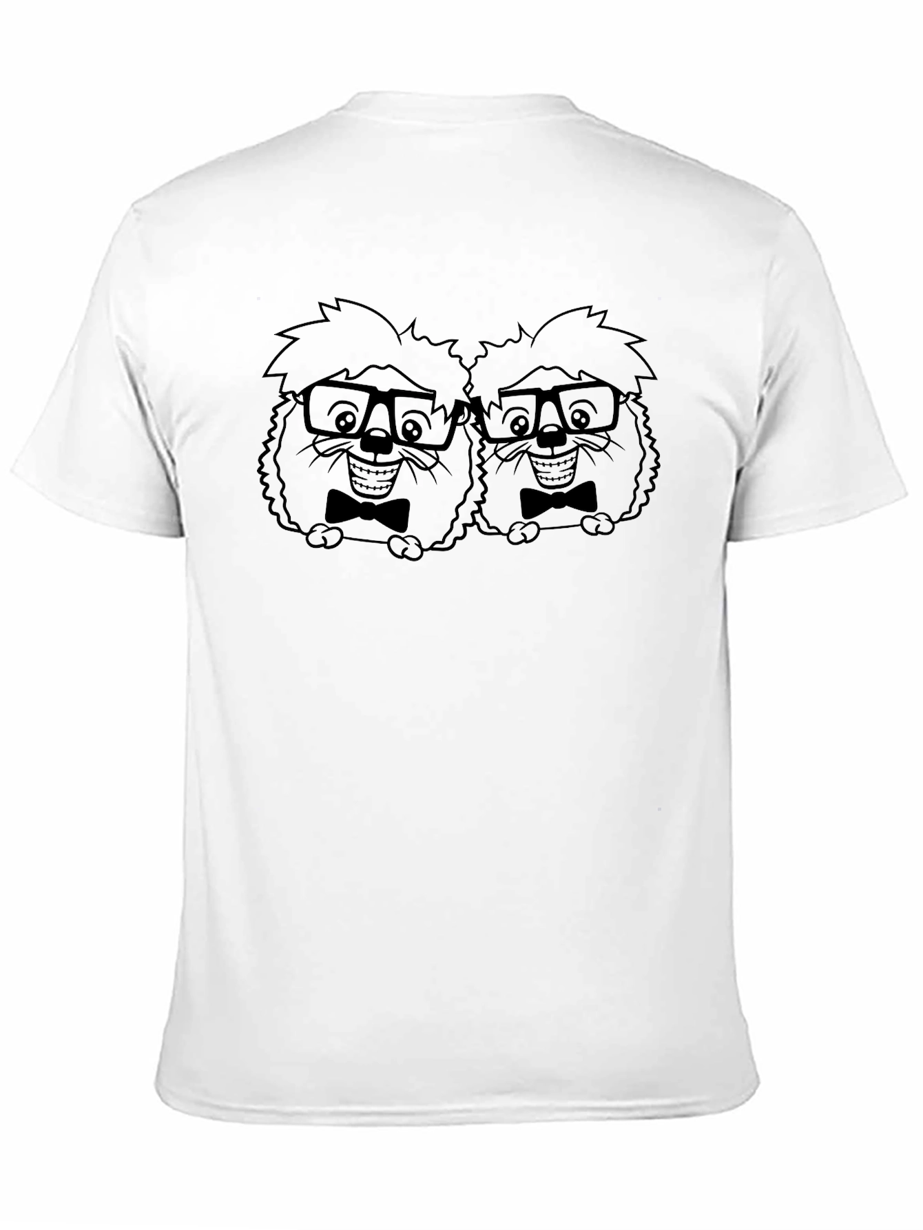Funny Hedgehog Twin Cartoon Graphic Black T-Shirt