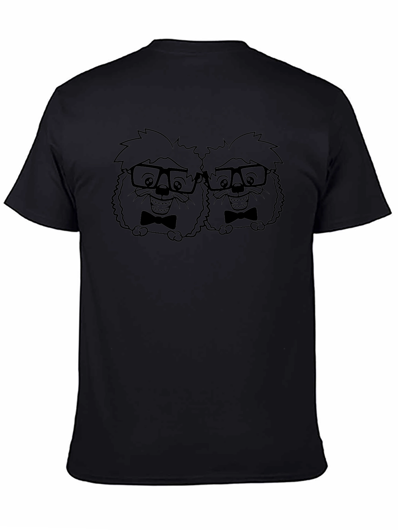 Funny Hedgehog Twin Cartoon Graphic Black T-Shirt
