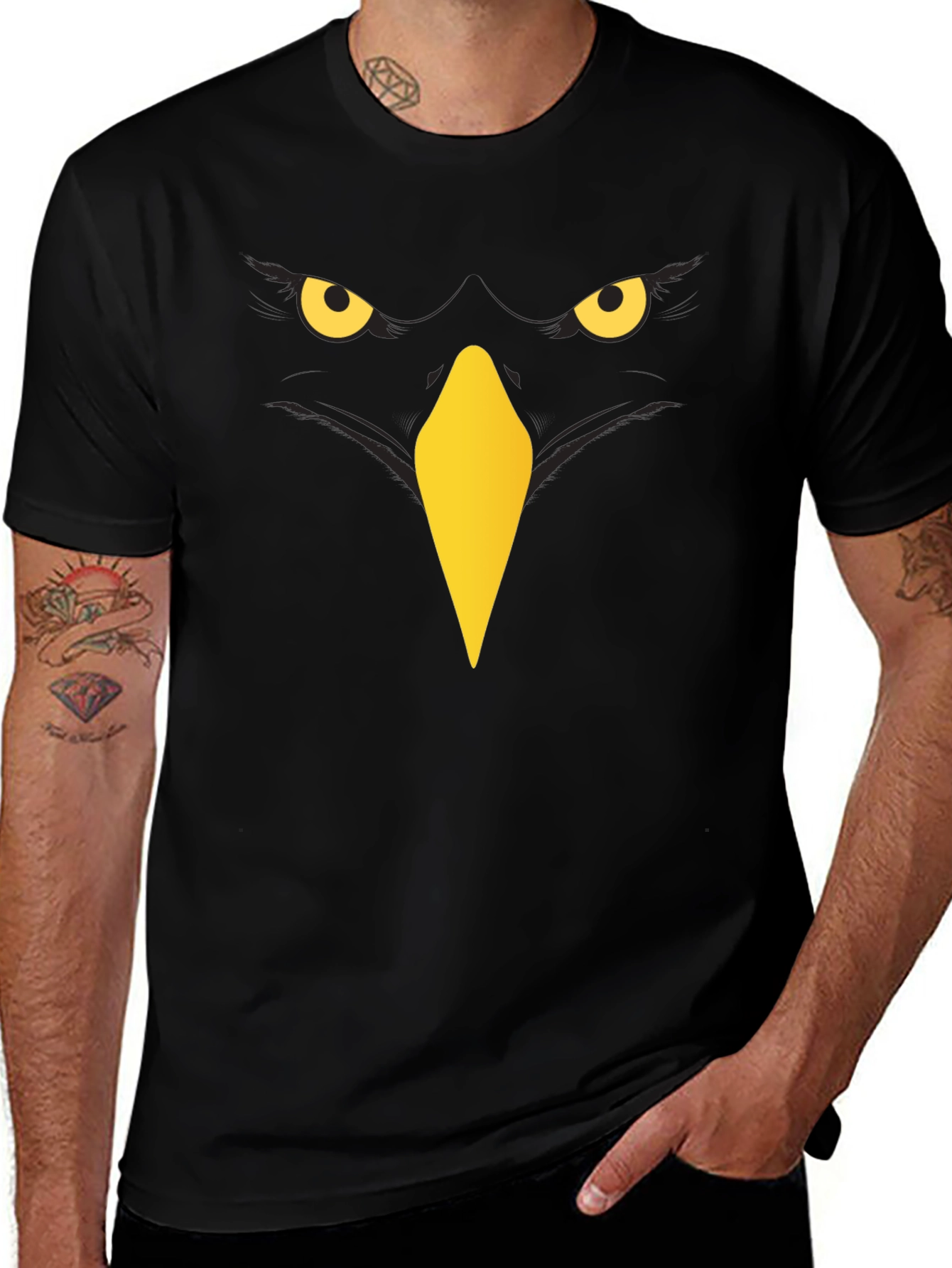 Raven Graphic T-Shirt - Mens Black Crew Neck