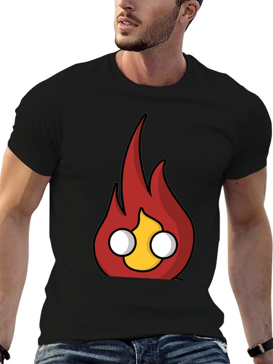Flame Character Graphic Black T-Shirt