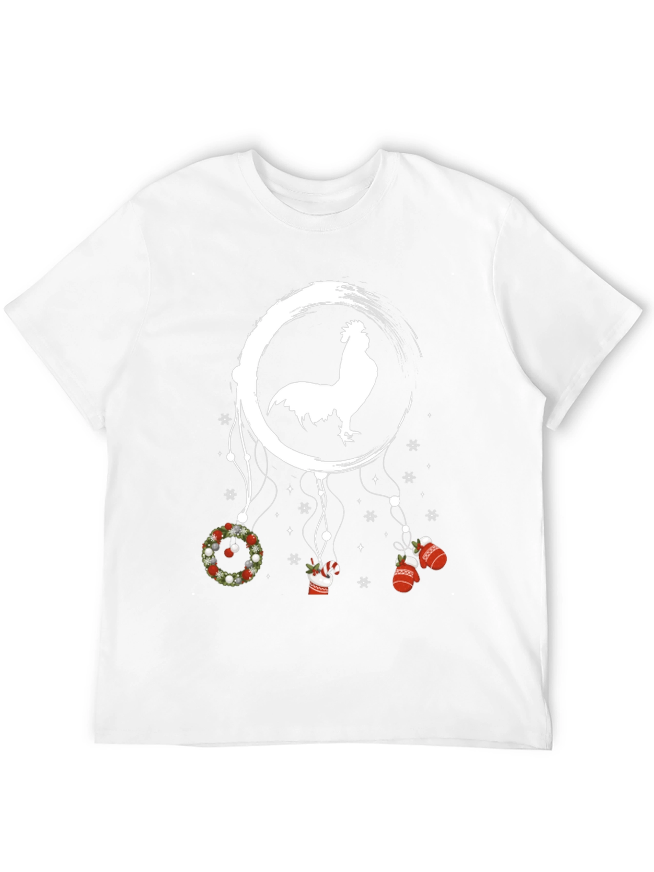 Festive Rooster Dreamcatcher Graphic Tee - Christmas