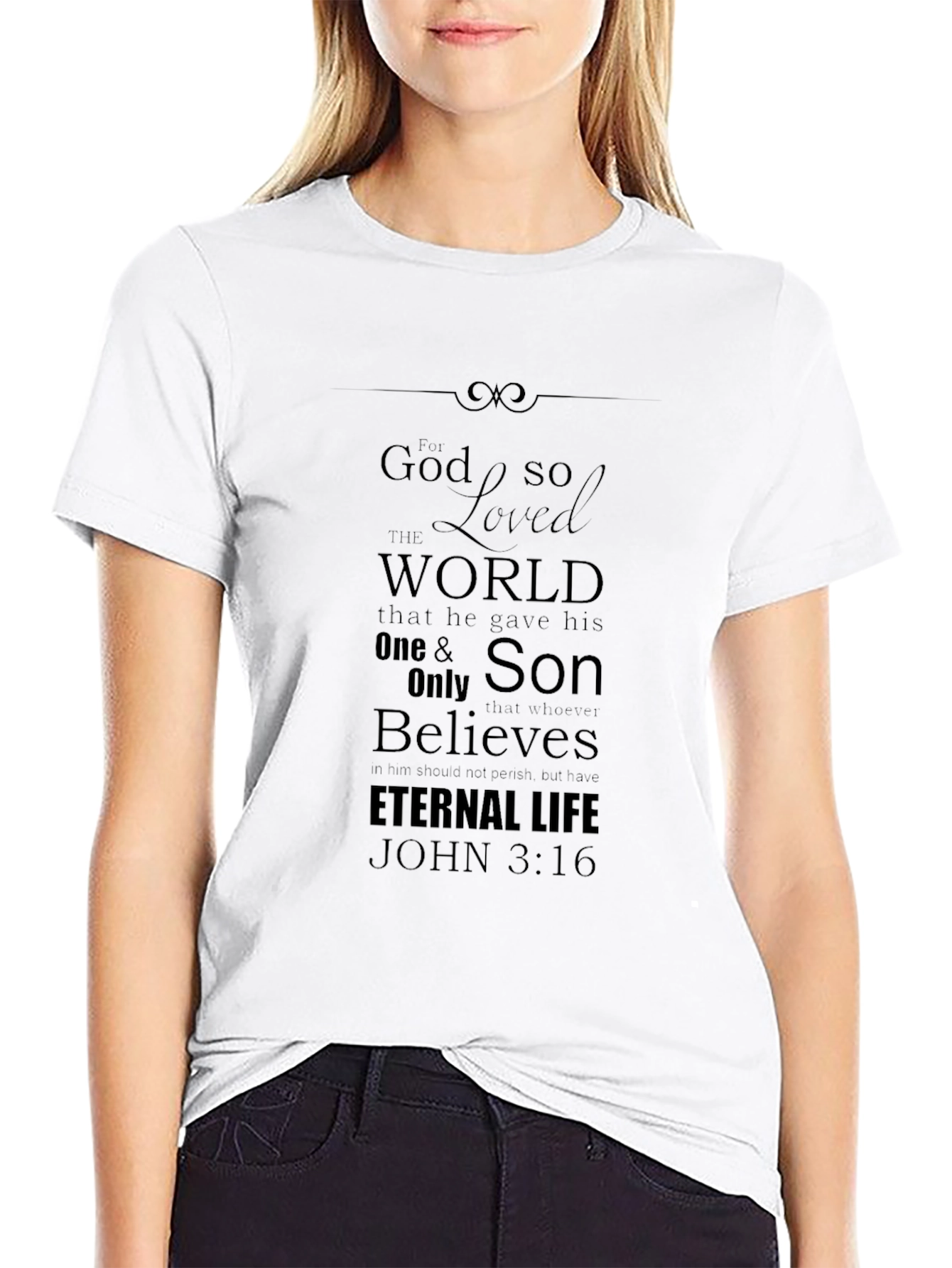 John 3:16 Christian T-Shirt Black
