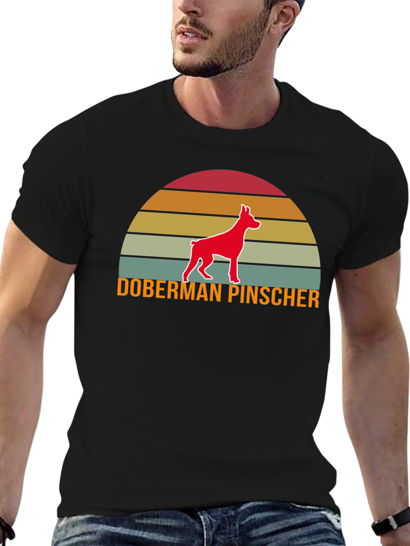Doberman Sunset Graphic Tee - Dog Lover Shirt