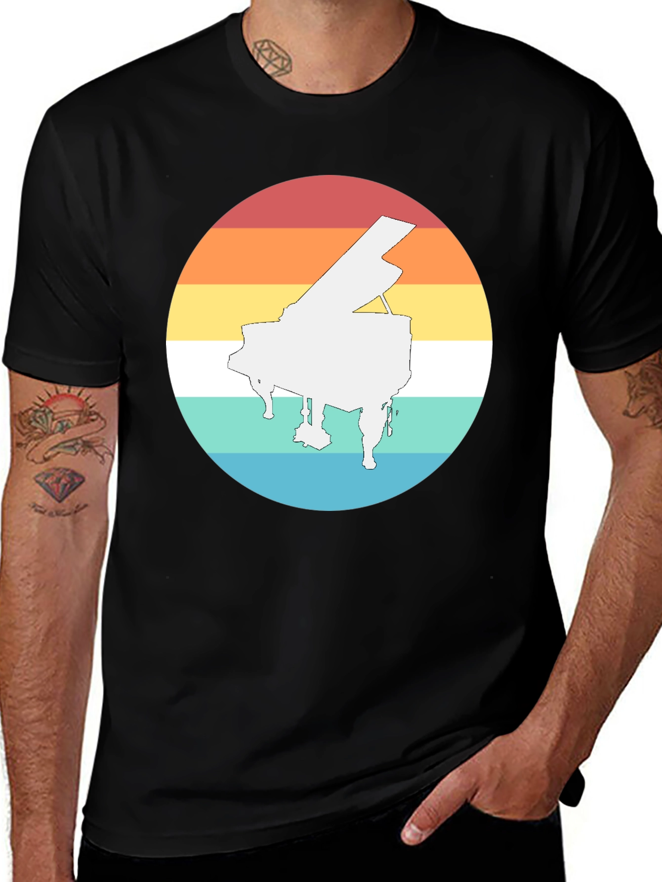Retro Piano Sunset Graphic Tee
