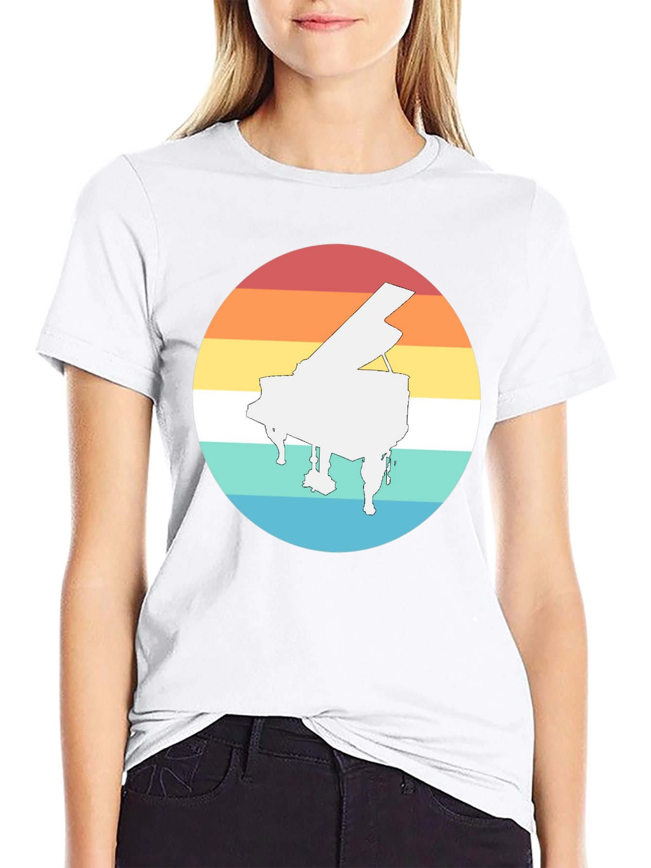 Retro Piano Sunset Graphic Tee