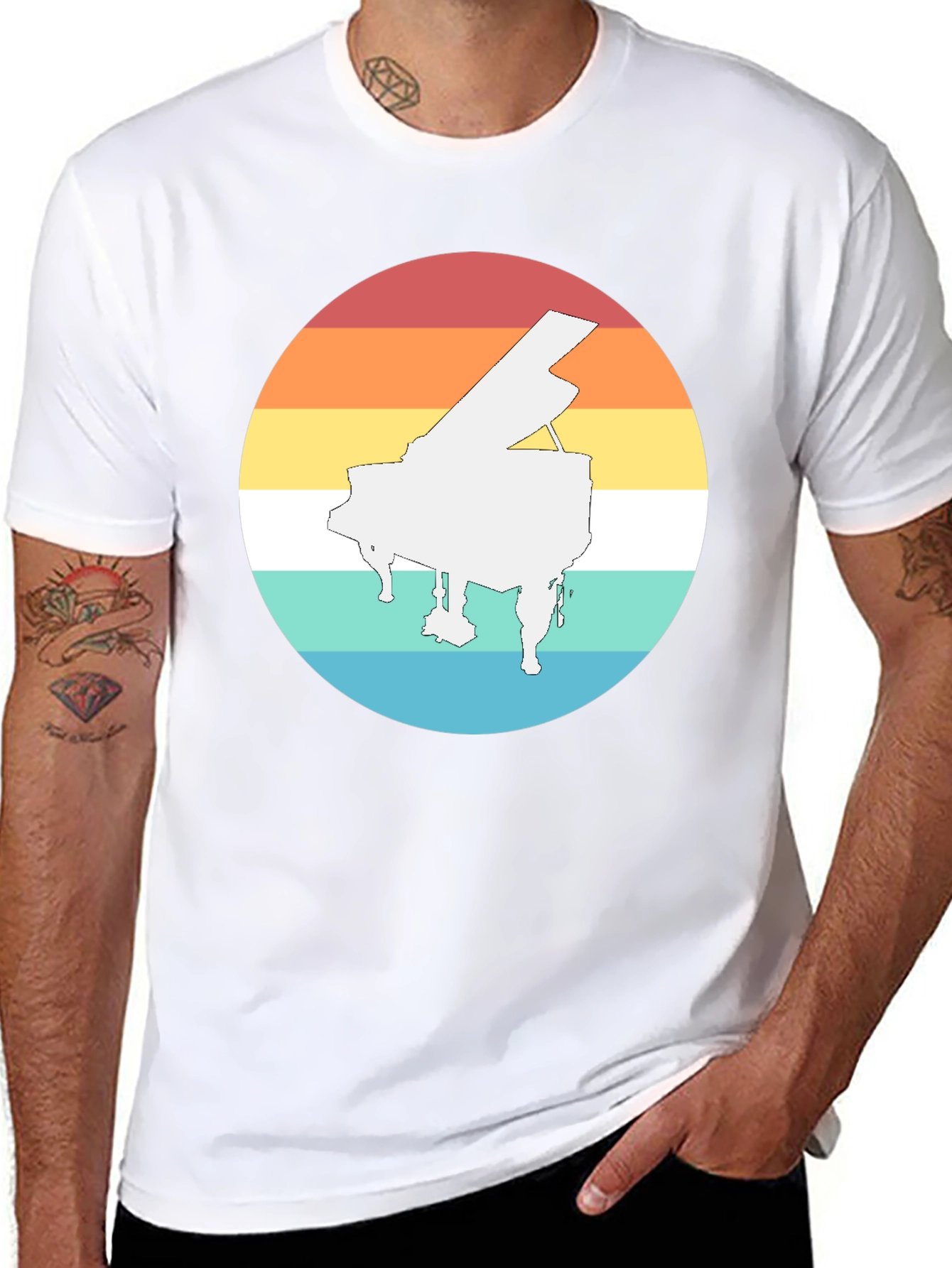 Retro Piano Sunset Graphic Tee