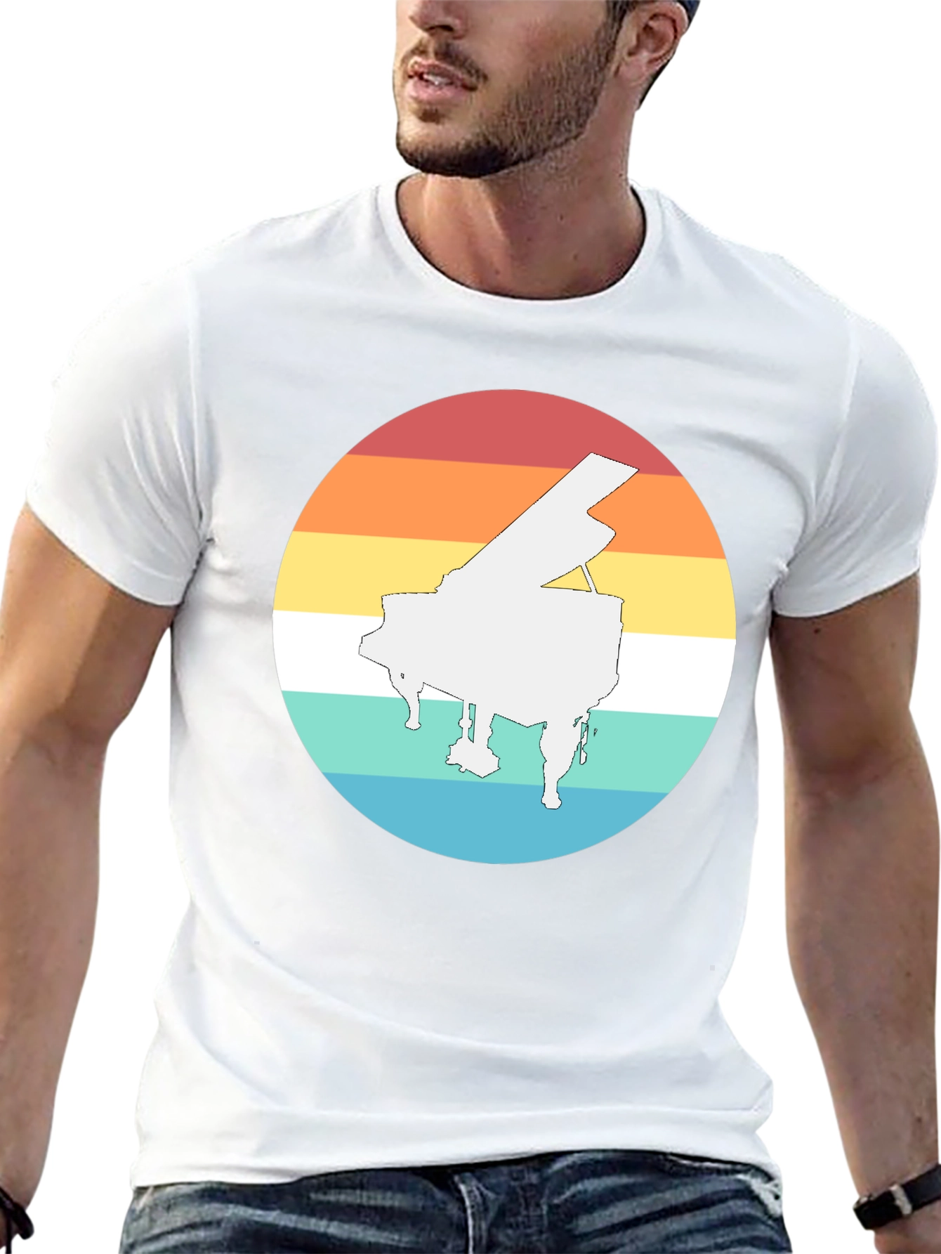 Retro Piano Sunset Graphic Tee