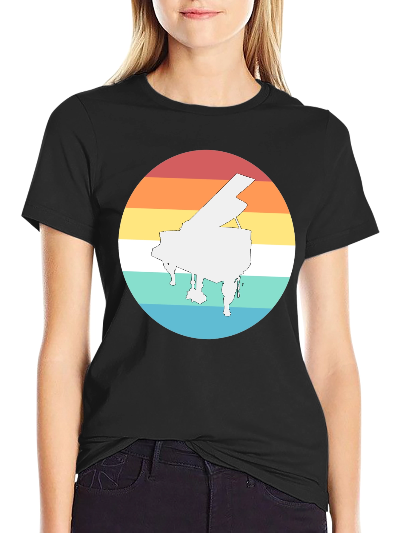 Retro Piano Sunset Graphic Tee