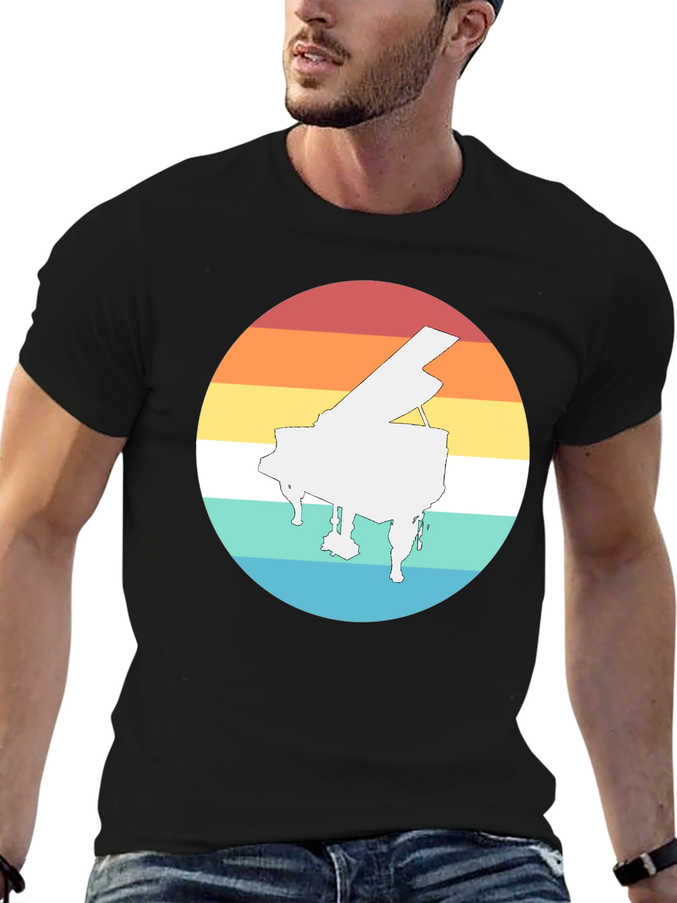 Retro Piano Sunset Graphic Tee